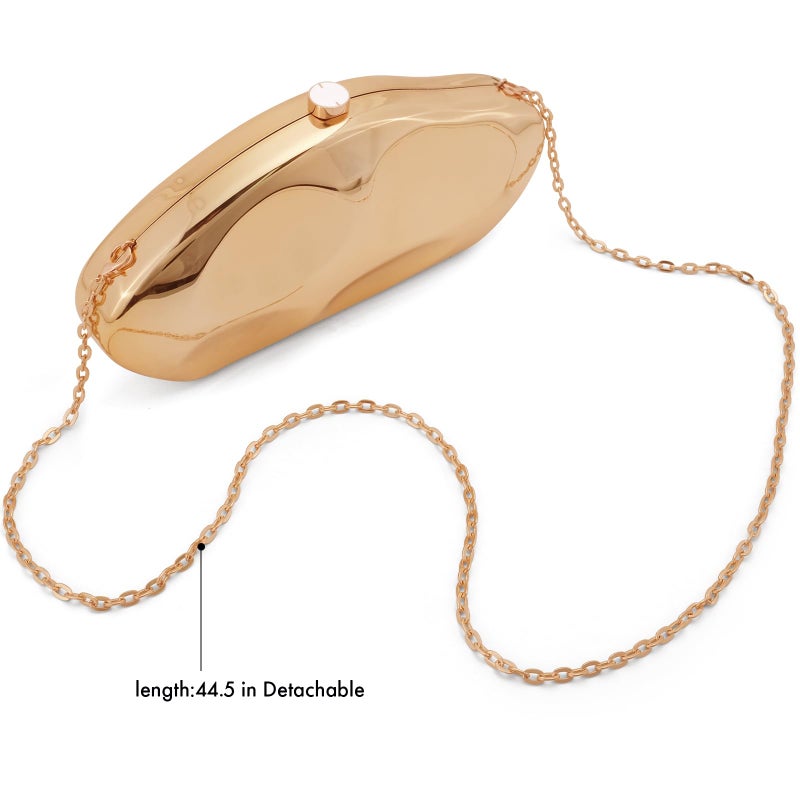 NEWROGENG Acrylic Clutch Purse for Women Evening Bag, Irregular Shell Acrylic Purse Box Clutch with Chain for Party Wedding Prom, Champagne Gold - Image 4
