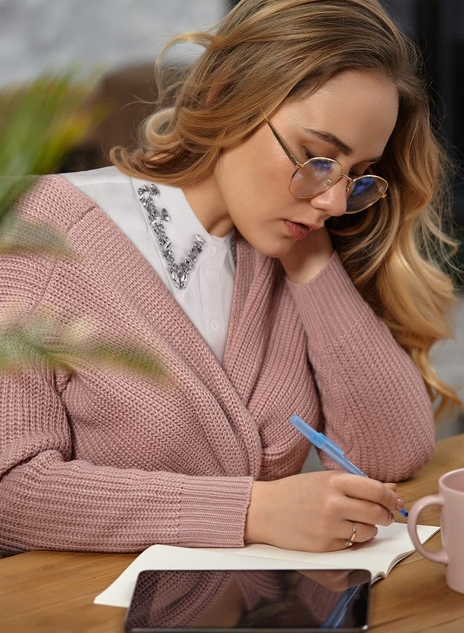 Bencailor 2 Pcs Rhinestone Fake Collar Dickey for Women False Half Shirt Blouse Detachable Collar(White,Black,Small,Classic) - Image 2