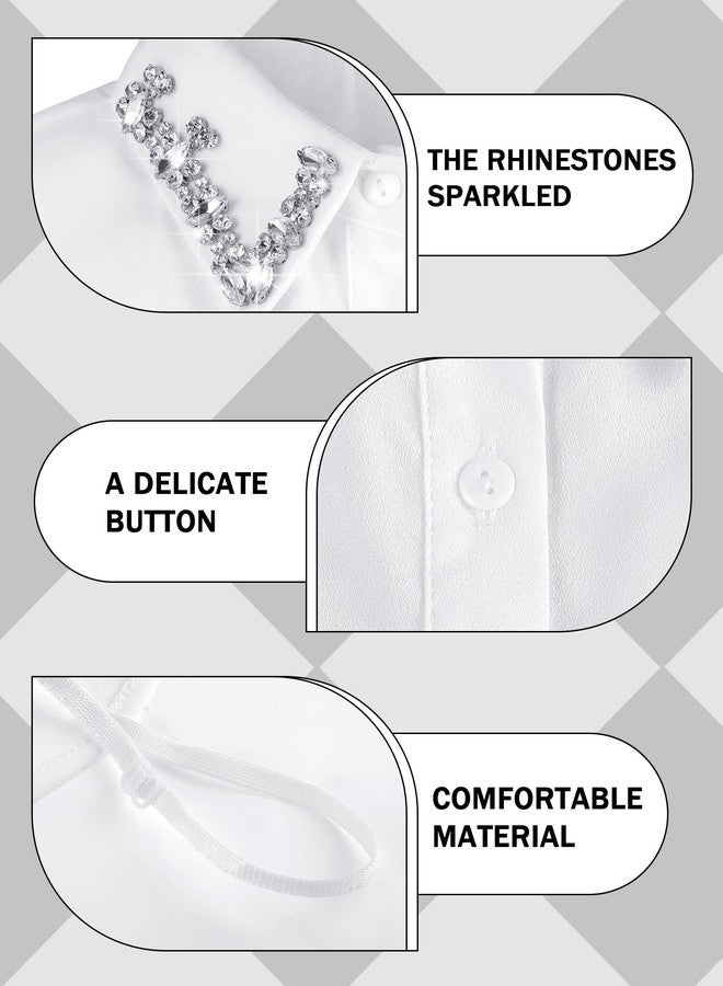 Bencailor 2 Pcs Rhinestone Fake Collar Dickey for Women False Half Shirt Blouse Detachable Collar(White,Black,Small,Classic) - Image 5