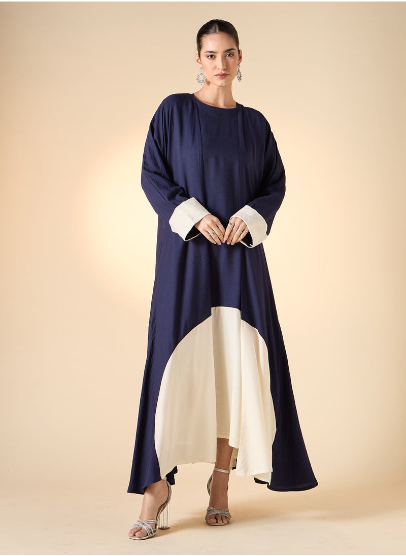 Hadiyath Al Madinah - Colorblock Abaya Set 3-Piece - HM - Image 1