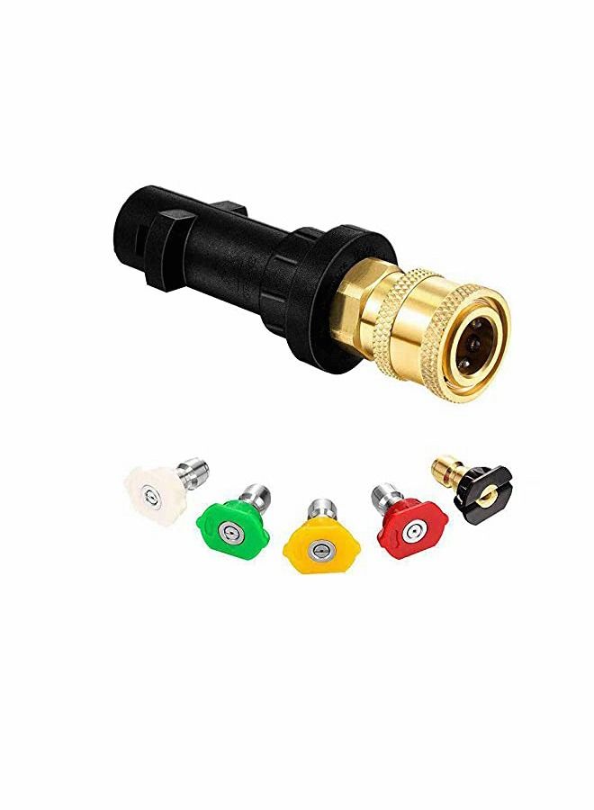 High Pressure Washer Gun Adapter 1/4'' Quick Connect Fitting Spray Nozzle Tips Sets Multiple Degrees Brass Female Pressure Washer Accessories Only Compatible Karcher K2 - K7 Series Foam Gun Parts - Image 1