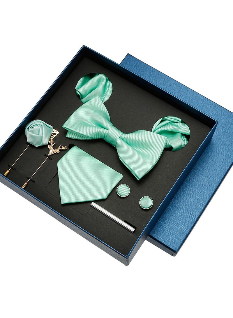 8 Pcs Men's tie pocket square cufflinks bow tie brooch set men's gift box set  - Image 1