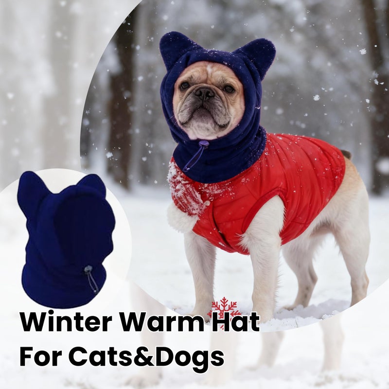 ETOFIXEE Dog Snood Winter Hood with Ear Protection, Fleece Neck Warmer for Dogs, (Blue, Small) - Image 3