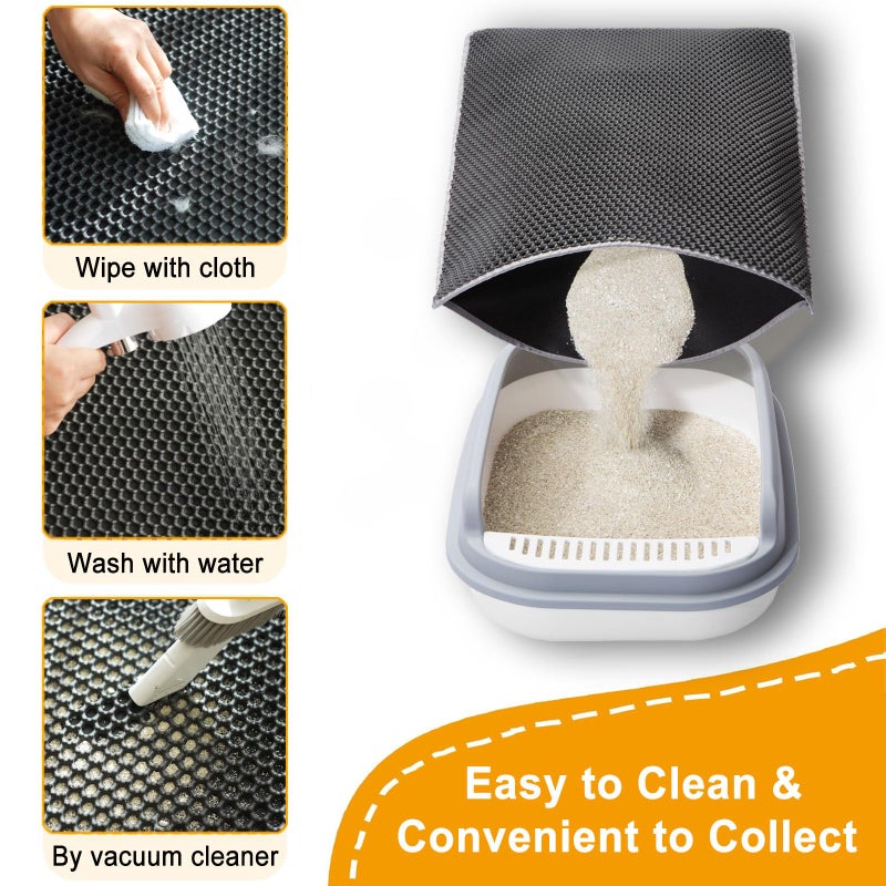 USHARP Cat Litter Mats-Extra Large 47''x36'' Litter Trapping Mat for Cat-XXL Litter box Matt for Floor-2 Layer Catcher Rug for Pet kitty Litterbox-Waterproof Urine Proof,Non-Slip - Image 2