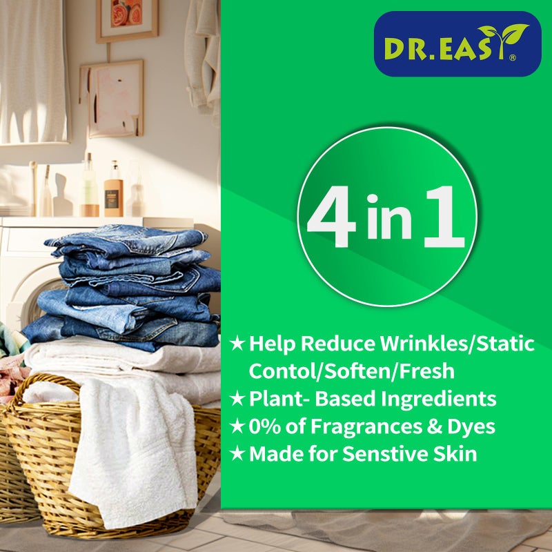 DR. EASY DR.EASY SUMMER FRESH Dryer Sheets Plant Based Formula 200 Ct Fabric Softener sheets for Laundry Essential Oil Scented No Artificial Fragrances No Dyes Reduce Static & Wrinkles Help Repel Pet Hair - Image 2