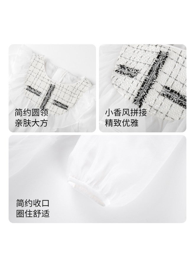 Annil Girls' Dress Fashionable Little Chanel Style Long Sleeve Spring/autumn Baby Simple Sweet Tulle Princess Dress - Image 4