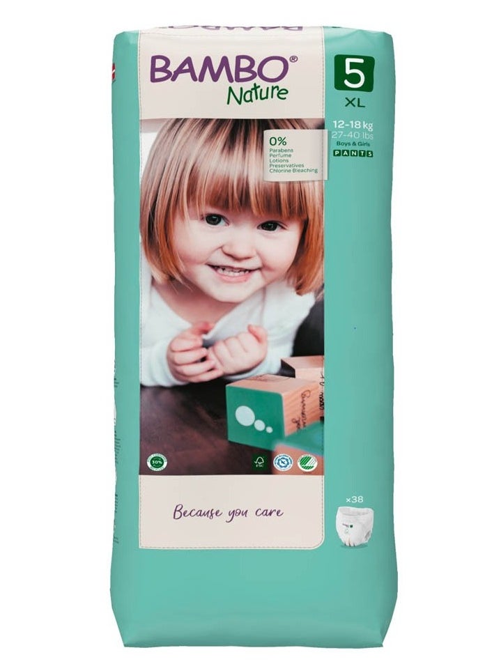 BAMBO NATURE Bambo Nature - Eco-Friendly Pants Diapers, Size 5, 12-20Kg - 38 Pants Tall Pack  - Image 1