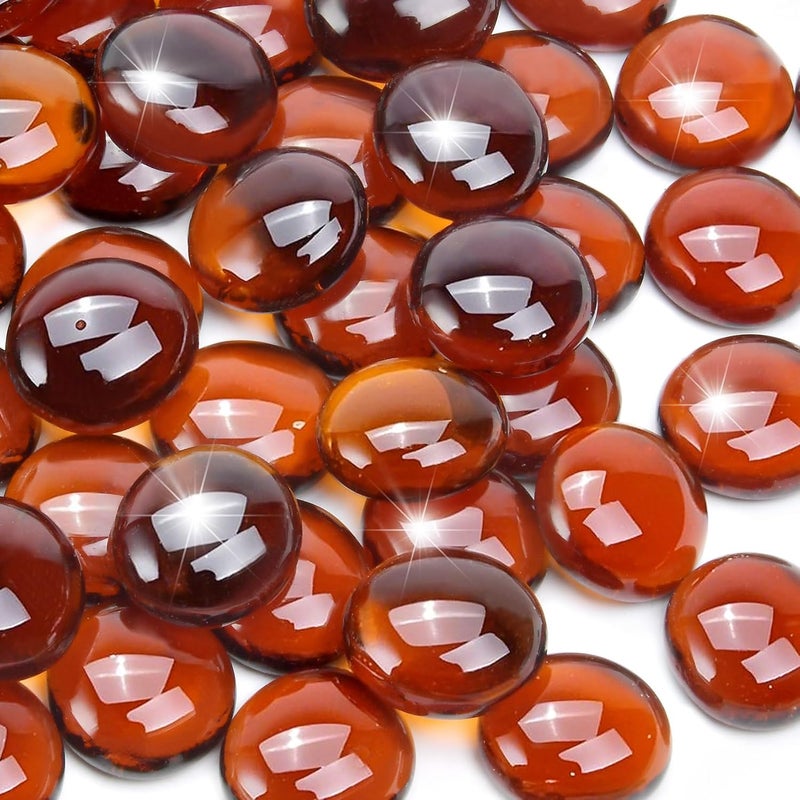 RUOJAS 1LB Amber Flat Glass Marbles for Vases, Gemstone Beads Vase Filler Decorative Glass Pebbles for Fish Tank, DIY Crafts, Autumn Centerpieces, Aquarium Decor Rocks - Image 1