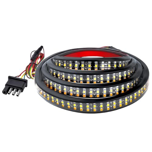 MUQIDA Tailgate Light Bar 47 Inch Triple Row LED Strip with Running Brake Reverse Lights Universal Waterproof Rear Turning Signal Light Bar for Car Truck Pickup Trailer SUV White Red Yellow - Image 1