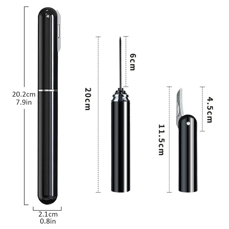 SpiderJuice 1Pc 2in1 Portable Pen Shaped Stainless Steel Needle Air Pump Wine Bottle Cork Opener with Foil Cutter Slim Pocket Manual Corkscrew - Image 5