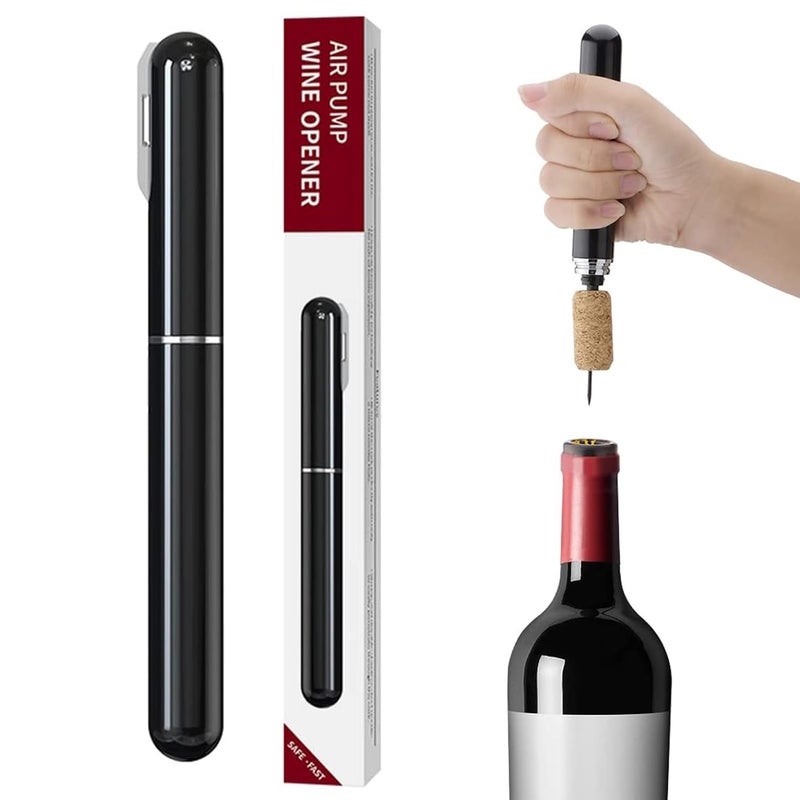 SpiderJuice 1Pc 2in1 Portable Pen Shaped Stainless Steel Needle Air Pump Wine Bottle Cork Opener with Foil Cutter Slim Pocket Manual Corkscrew - Image 1