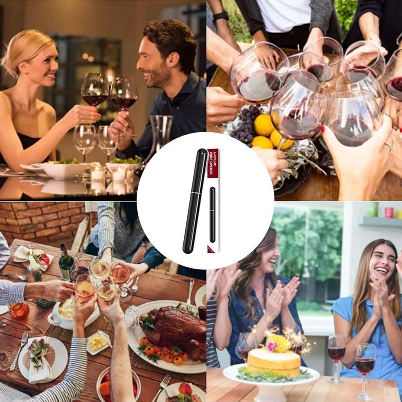 SpiderJuice 1Pc 2in1 Portable Pen Shaped Stainless Steel Needle Air Pump Wine Bottle Cork Opener with Foil Cutter Slim Pocket Manual Corkscrew - Image 3
