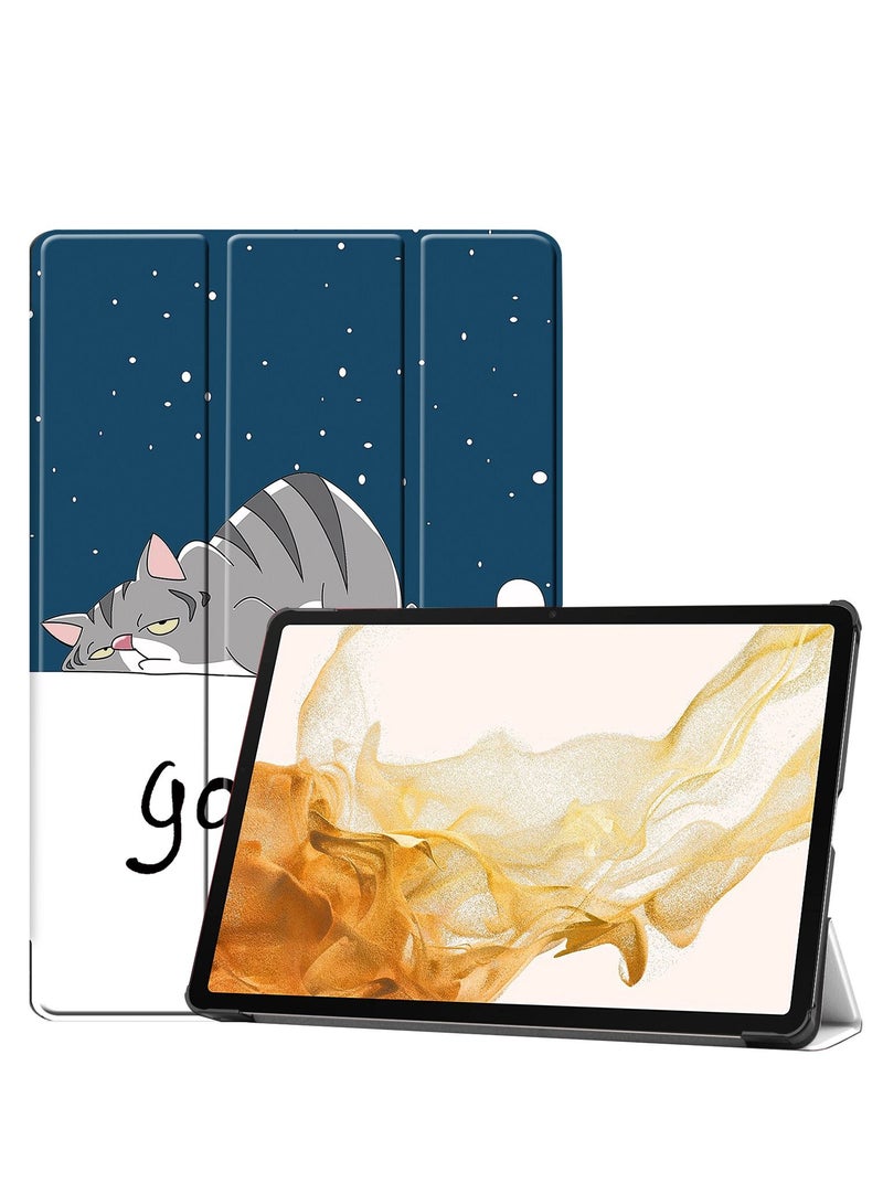 Case For Samsung Galaxy Tab S9+ 12.4 Multi-Viewing Angles All New PU Leather Smart Cover with Auto Sleep Wake Feature Slim Flip Shell Case for Samsung Galaxy Tab S9 Plus 12.4 (Lazy Cat) - Image 1