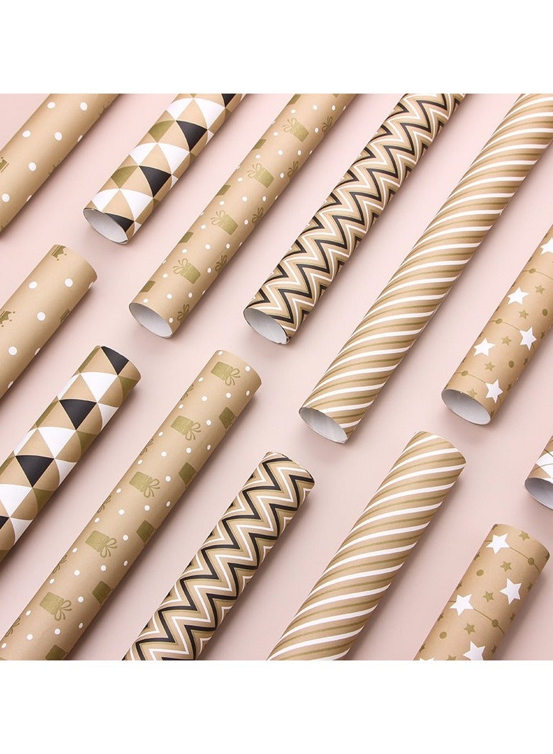 7 أوراق تغليف هدايا مع شريط، ملصق، وشريط لاصق - مجموعة تغليف هدايا من الورق المقوى المتين لعيد الميلاد، يوم الحب، الزفاف، حفلة المولود، حفل الزفاف، التخرج، عيد الفطر والمناسبات الأخرى - Image 5