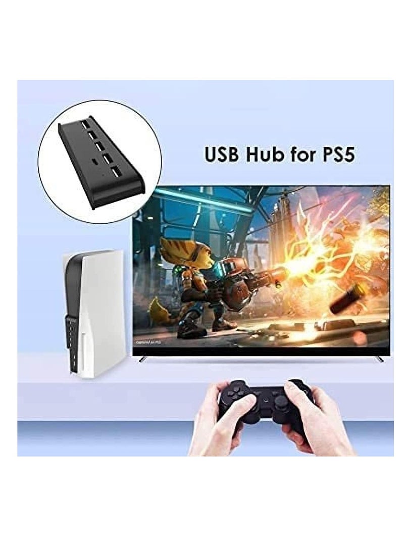 Excefore USB hub For PS5 , USB 2.0 3.0 High-Speed Expansion Adapter,with a Type c Port,A USB Charging Port and 4 USB Extension Ports,Perfect USB Hub Designed for PS5 (Black) - Image 5