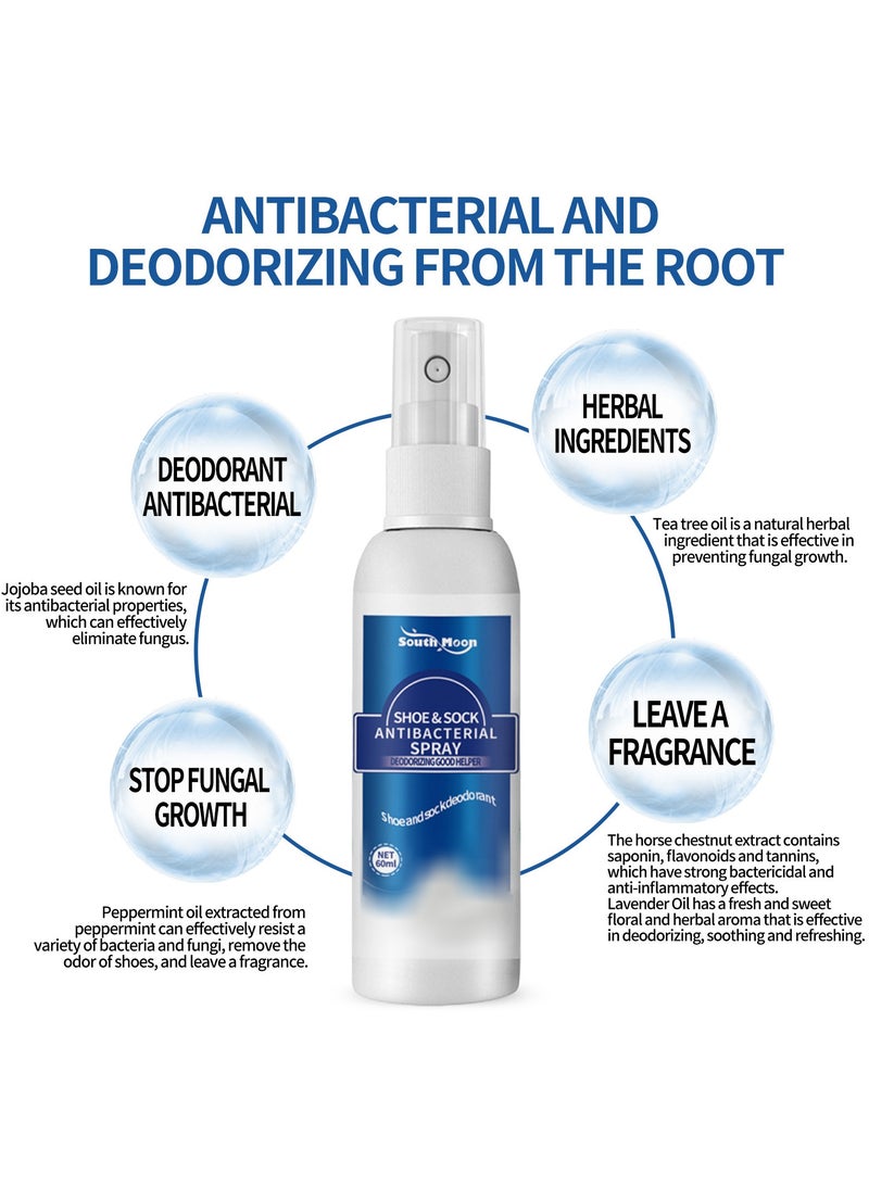 SOUTH MOON Shoe and Sock Deodorizer Spray, Cleans Shoes and Socks Sweaty Feet to Eliminate Odors, Shoe Closet Freshener 60ml  - Image 3