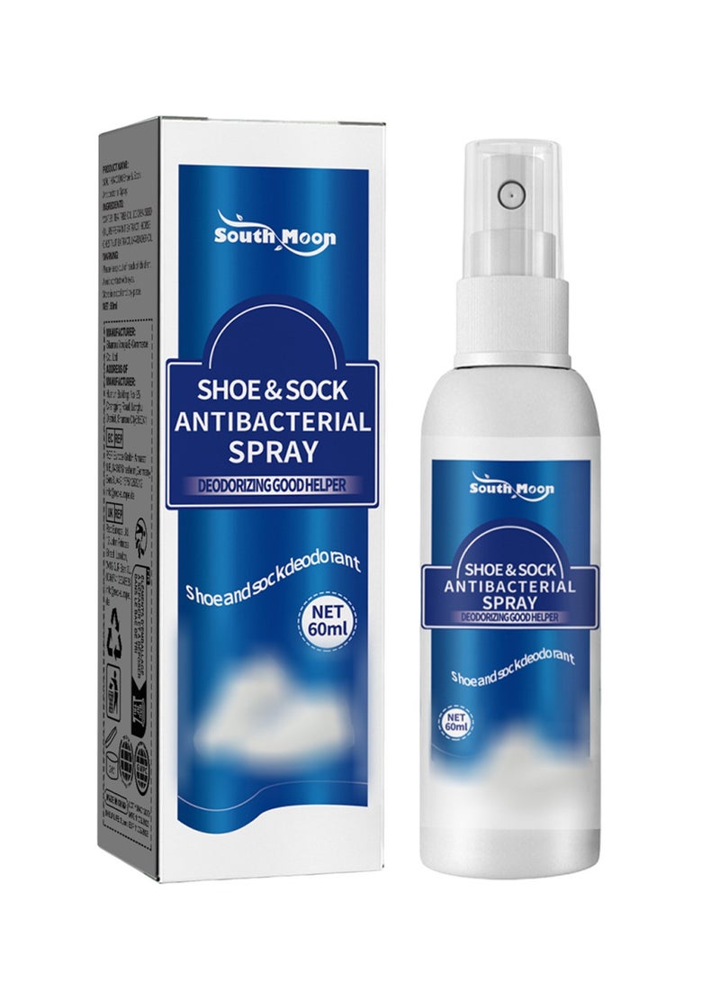 SOUTH MOON Shoe and Sock Deodorizer Spray, Cleans Shoes and Socks Sweaty Feet to Eliminate Odors, Shoe Closet Freshener 60ml  - Image 1