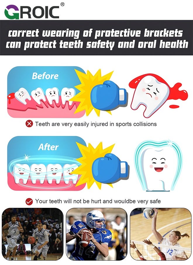 GROIC 2 Pack Mouth Guard with Strap, Sports Mouth Guard Soft Mouth Guard Football for Youth & Adult, Mouthpiece Boxing for Rugby, Hockey, Basketball, Boxing, MMA, Lacrosse  - Image 4