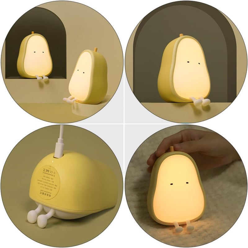 VICASKY Rechargeable Small Night Light Pear-Shaped Bedside Lamp with Touch Control, Decorative Indoor Table Lamp for Nursery and Bedroom, Portable USB Nightlight and Adults - Image 3