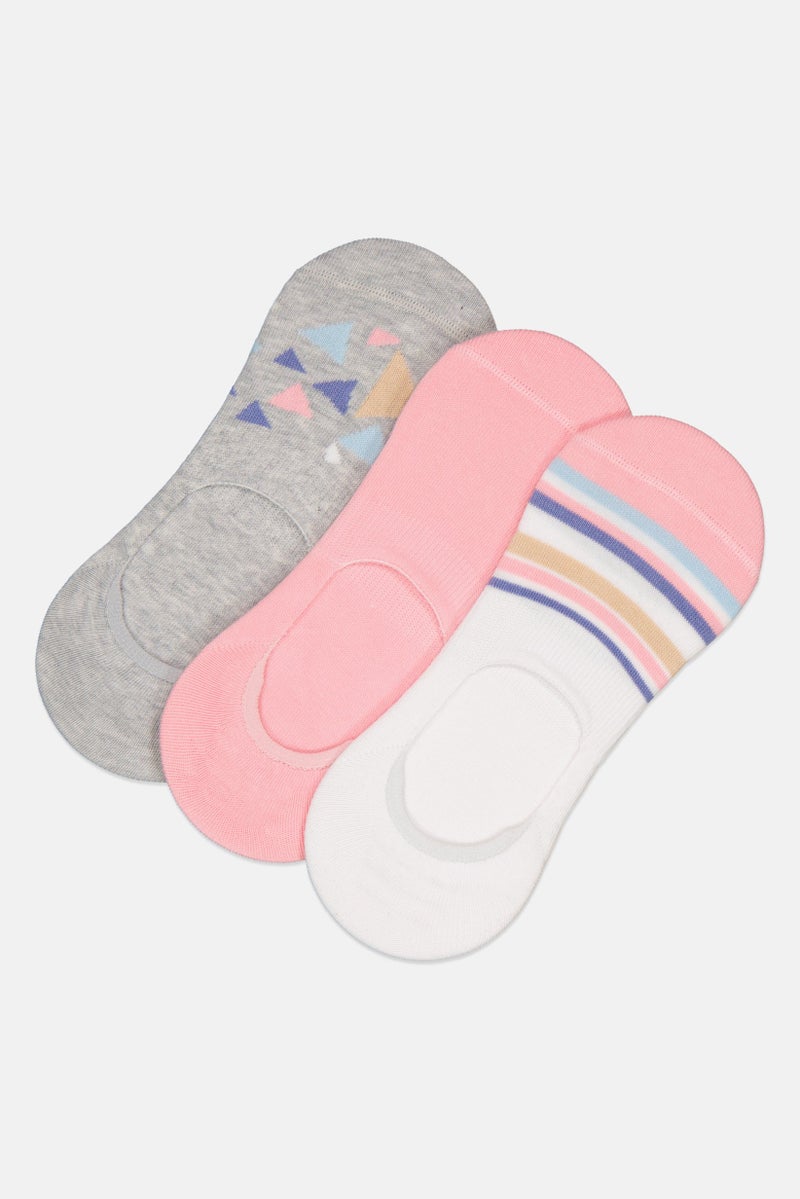 Kathy Ireland Women 3 Pairs Stripe Invisble Socks, Multicolor  - Image 1
