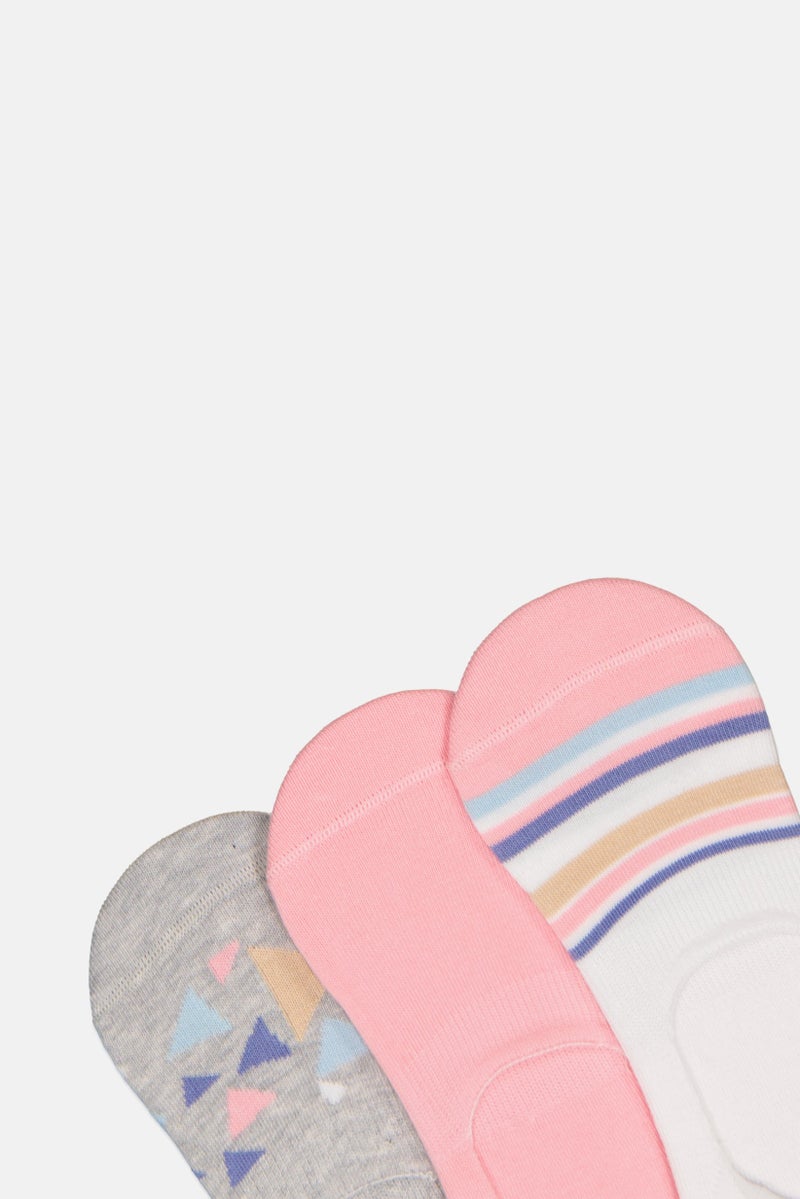 Kathy Ireland Women 3 Pairs Stripe Invisble Socks, Multicolor  - Image 3