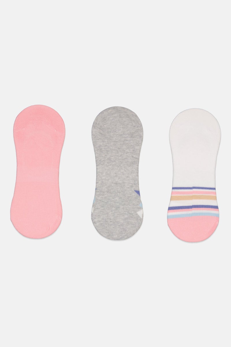 Kathy Ireland Women 3 Pairs Stripe Invisble Socks, Multicolor  - Image 2