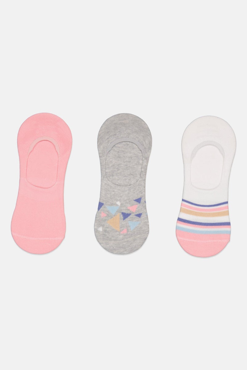 Kathy Ireland Women 3 Pairs Stripe Invisble Socks, Multicolor  - Image 4