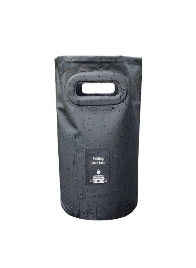 دلو قابل للطي للخارج، دلو تخييم مريح لرحلات النزهة وصيد السمك، دلو للسفر، دلو متعدد الوظائف لنقع القدم، دلو ماء سعة 20 لتر باللون الأسود - Image 1