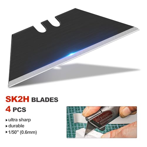HAUTMEC Heavy-Duty Retractable Utility Knife, Aluminum Box Cutter with 3-Position Fixed Cutting Depth, Quick-Change Blade Design, Ergonomic Grip, Includes 4 SK2H Blades – HT0247 - Image 4