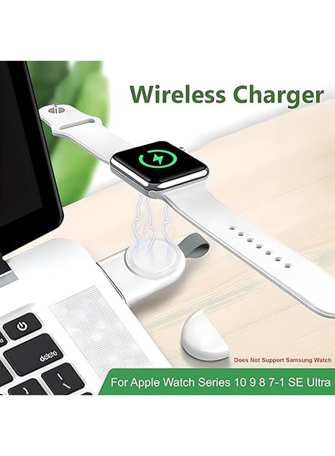 Gecomo Portable Wireless Apple Watch Charger with USB C Fast Charging - USB Portable Magnetic Fast Charging Travel Car Chargers for iWatch Compatible with Series 10 9 8 7 6 5 4 3 2 1 Ultra 2 Ultra SE 2 SE - Image 3