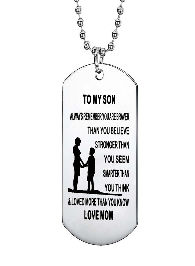 YEEQIN Always Remember You Are Braver Than You Believe Mom To Son Necklace Gift From Mother - Image 1