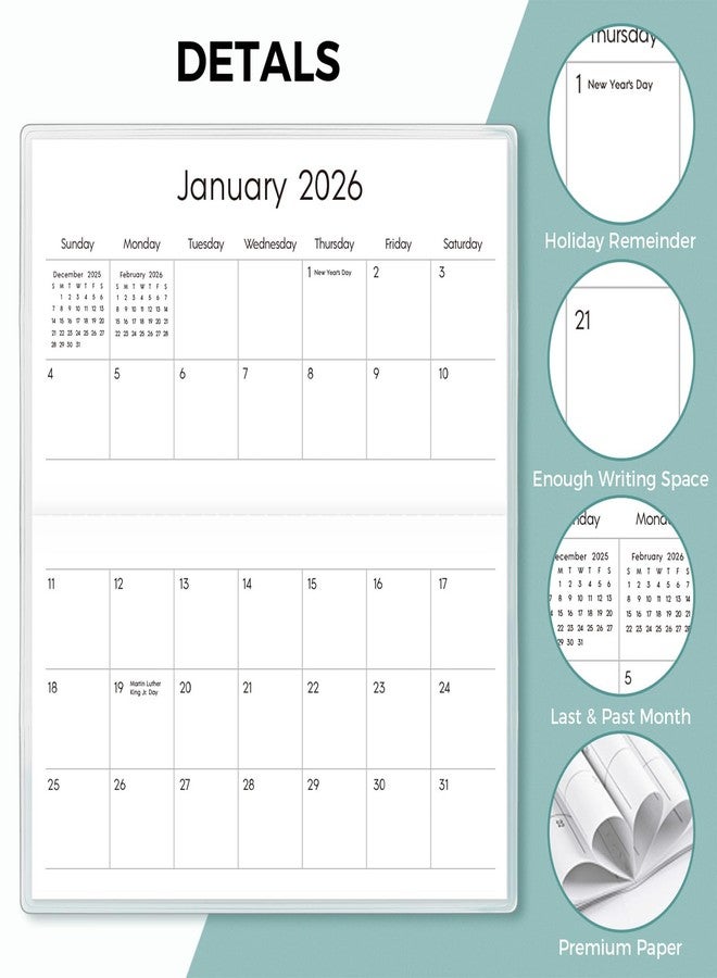 Skydue Pocket Calendar 2026-2027 for Purse, 2026-2027 Pocket Planner 24 Months with Soft Waterproof Cover and Premium Paper, 6.5" x 3.5", Bloom - Image 4