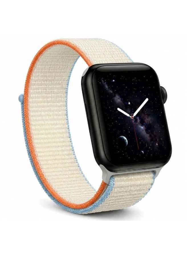 CATANES Breathable Nylon Sport Loop Band Compatible with Apple Watch 44mm 45mm 46mm 49mm for Women Men, iWatch Wrist Straps for Ultra 3 2, Se, Series 11 10 9 8 7 - cream ivory - Image 1