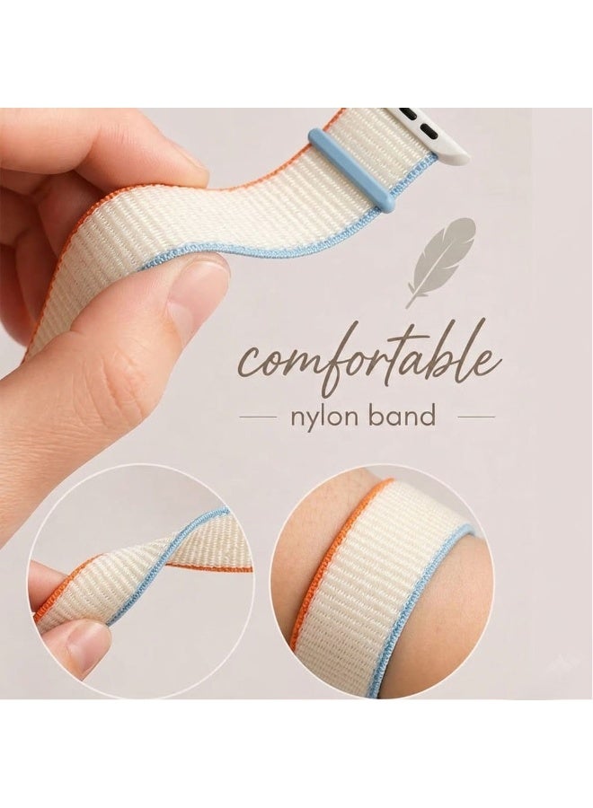 CATANES Breathable Nylon Sport Loop Band Compatible with Apple Watch 44mm 45mm 46mm 49mm for Women Men, iWatch Wrist Straps for Ultra 3 2, Se, Series 11 10 9 8 7 - cream ivory - Image 4