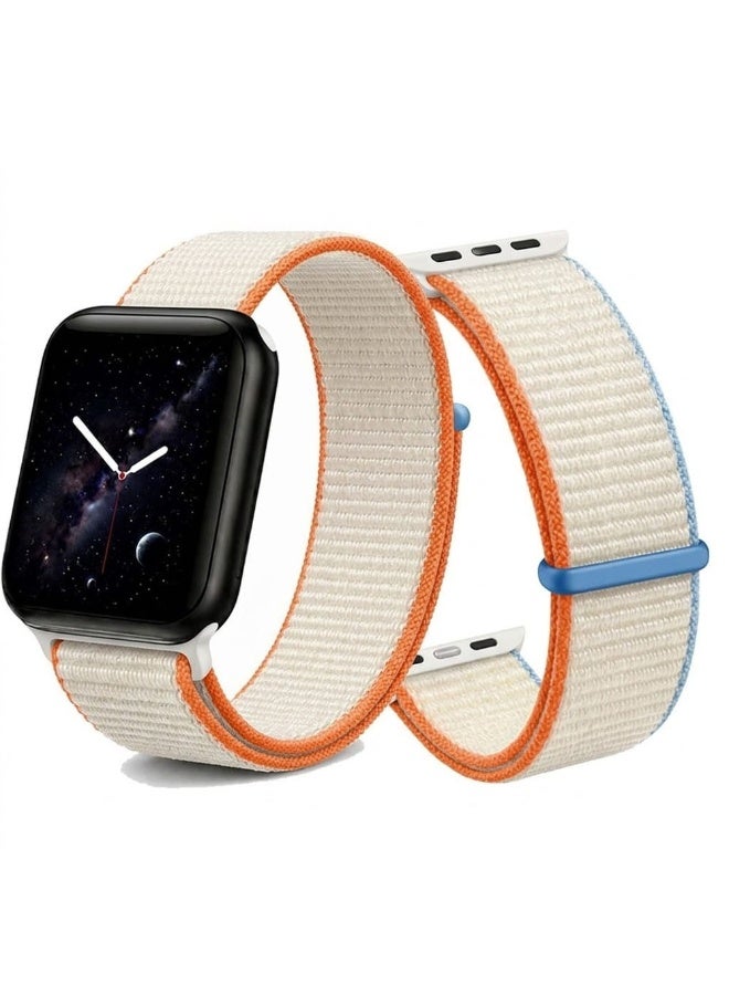 CATANES Breathable Nylon Sport Loop Band Compatible with Apple Watch 44mm 45mm 46mm 49mm for Women Men, iWatch Wrist Straps for Ultra 3 2, Se, Series 11 10 9 8 7 - cream ivory - Image 2