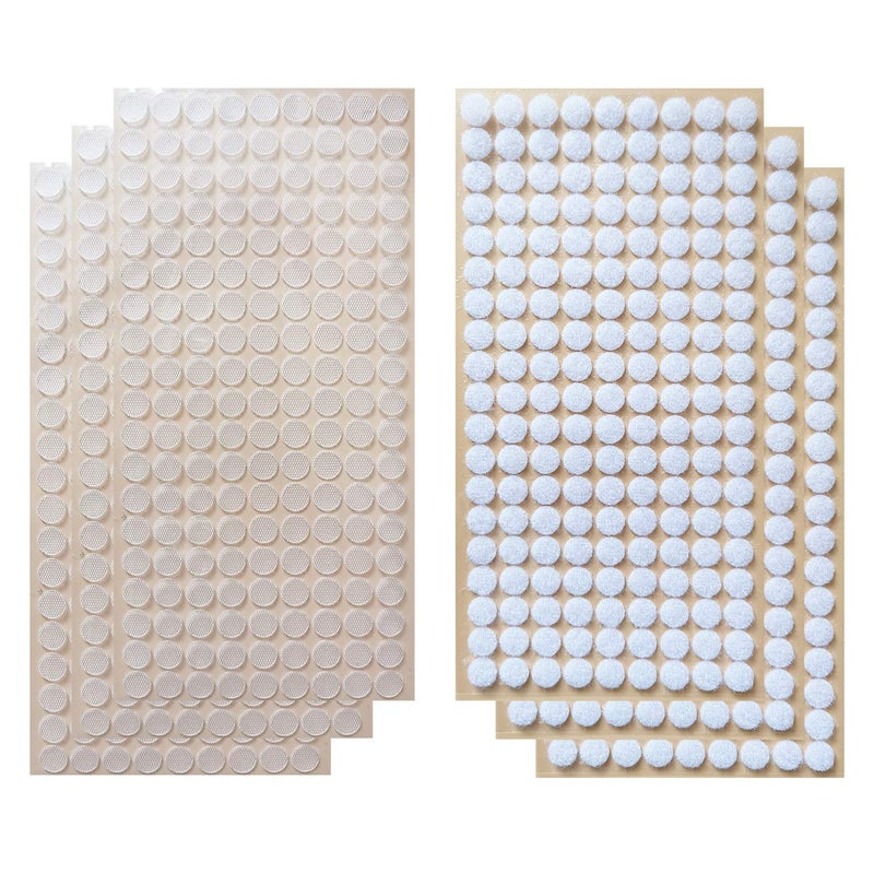 Vkey 2000pcs 1000pairs 10mm Diameter Transparent Sticky Back Thin Clear Dots with Adhesive Hook Loop Coins Tapes