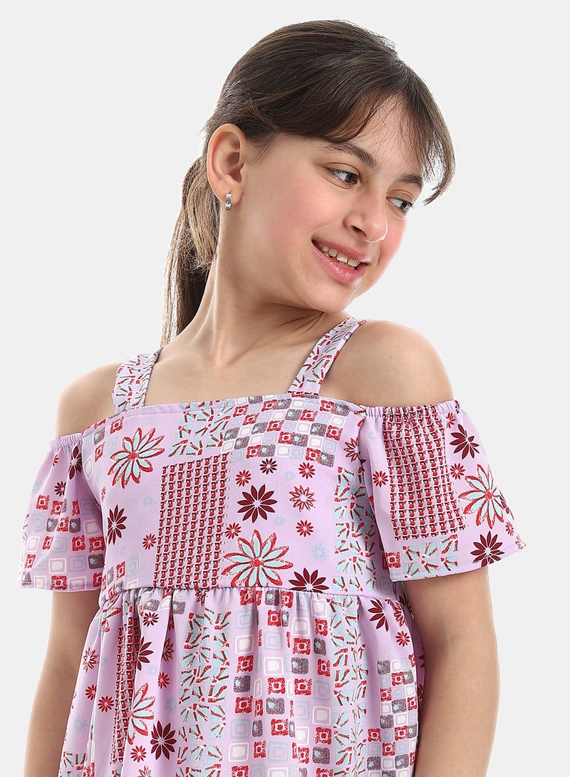 Andora Off Shoulder Casual Dress_Purple - Image 4