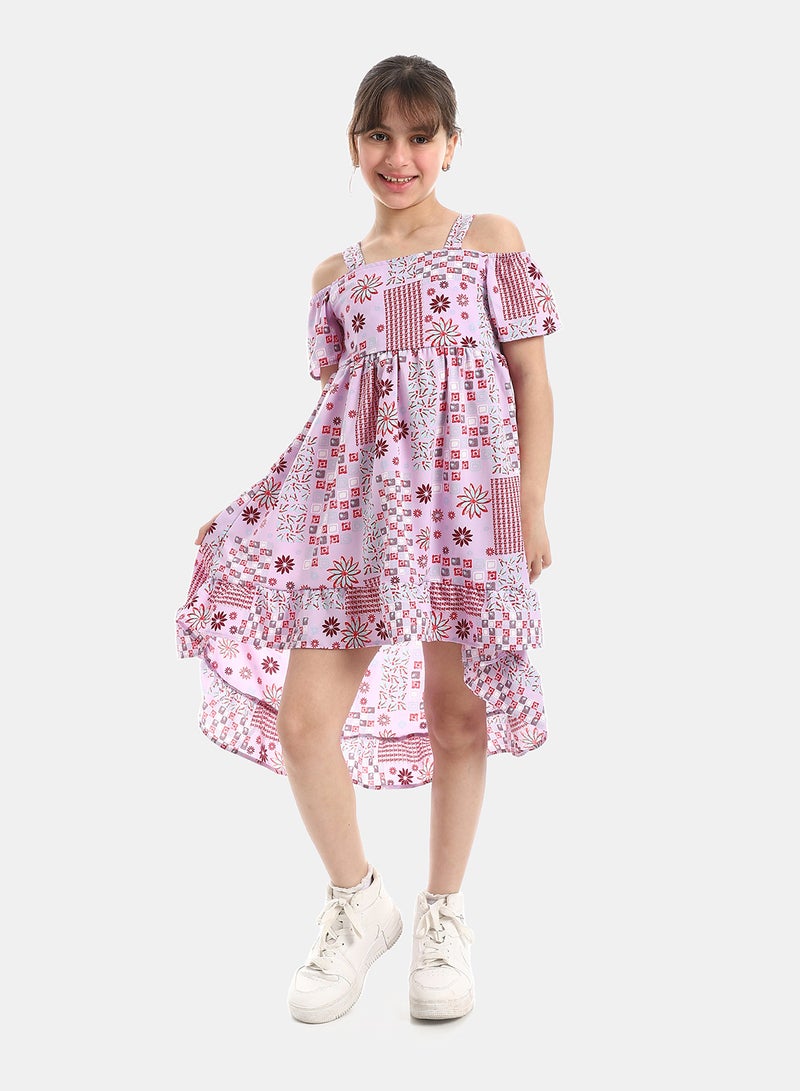 Andora Off Shoulder Casual Dress_Purple - Image 1