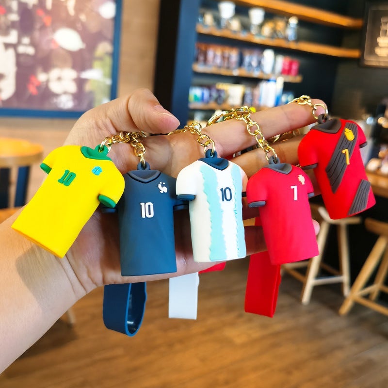 Creative Soccer Jersey Keychain - Cartoon Football Star Design, Mini Gift for Bags - Image 5