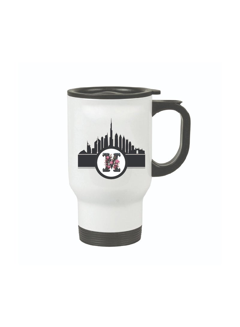Initial Monogram Travel Mug with Dubai Skyline Design - Travel-Friendly - Monogram Gift - Perfect for Coffee and Tea - Dubai Skyline Travel Mug - Image 2
