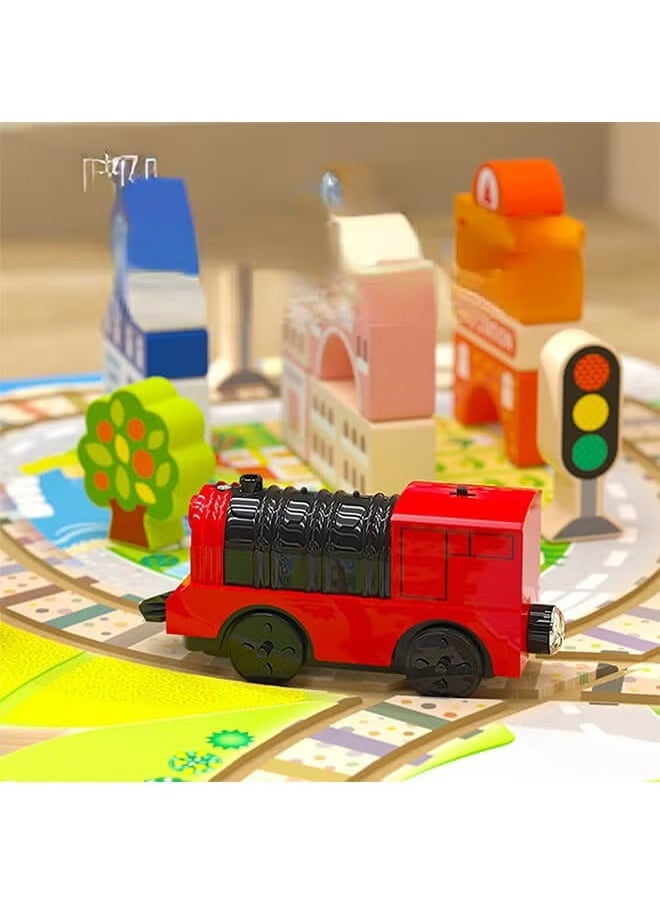 XiuWoo Deluxe Wooden Train & City Building Block Set, Portable Educational Toy for Toddlers & Kids Ages 3+, Assembling building blocks, Fun Learning & Gift for Boys & Girls  - Image 3