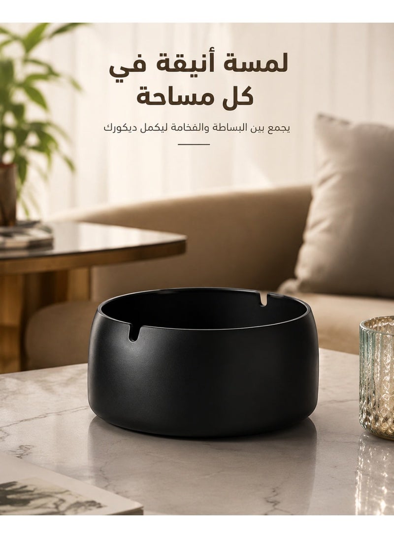 Sisily 1 Piece Black Ashtray 12cm Steel Tabletop Cigarette Ashtray for Home Office Living Room Outdoor Use - Image 1