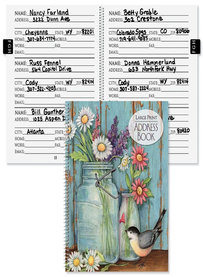 Current Jar Large Print Address Book, 56 Pages, Big 7” x 8.5” Spiral Bound, Soft Cover Organizer for Contact Phone Number, Mailing Address, & Email, Easy-to-Read Senior Logbook - Image 1