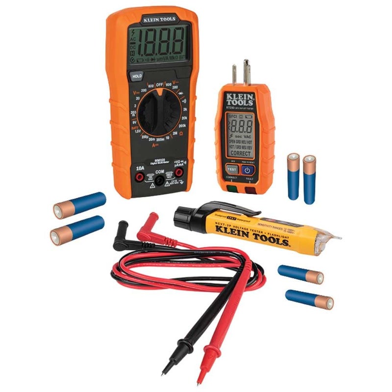 Klein Tools 69355 Digital Multimeter Premium Electrical Test Kit with NonContact Voltage Tester Receptacle Tester Test Leads