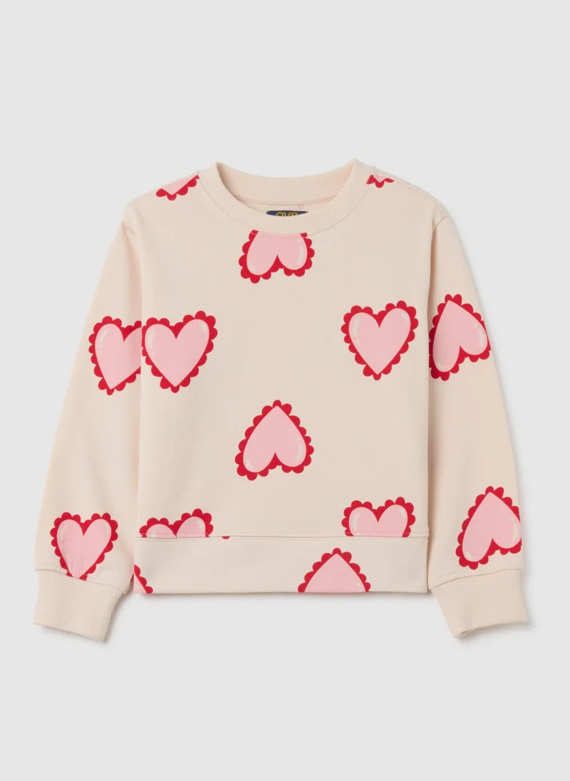 Ovs GIRLS' MULTICOLOUR PURE COTTON REGULAR FIT SWEATSHIRT