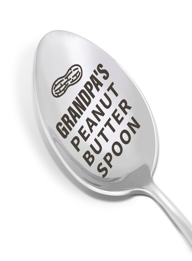 HSNBT Grandpa's Peanut Butter Spoon Gift, Father's Day Gifts for Grandpa Papa Grandad Grandfather Birthday Christmas Gift from Grandkids, Best Grandpa Ever Gifts Engraved Stainless Steel Spoon - Image 1