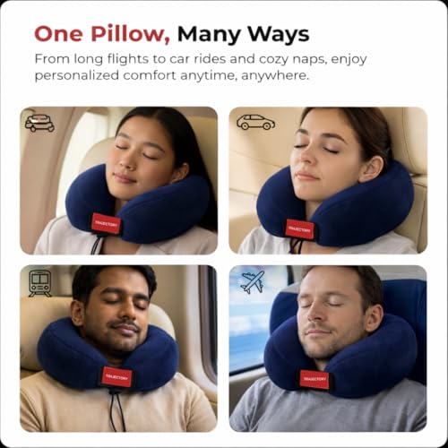 Trajectory Travel Neck Pillow for Travelling and Sleeping in Airplane Flight, Cab, Car, Train, Bus for Men and Women Blue (As seen on Shark Tank) - Image 2