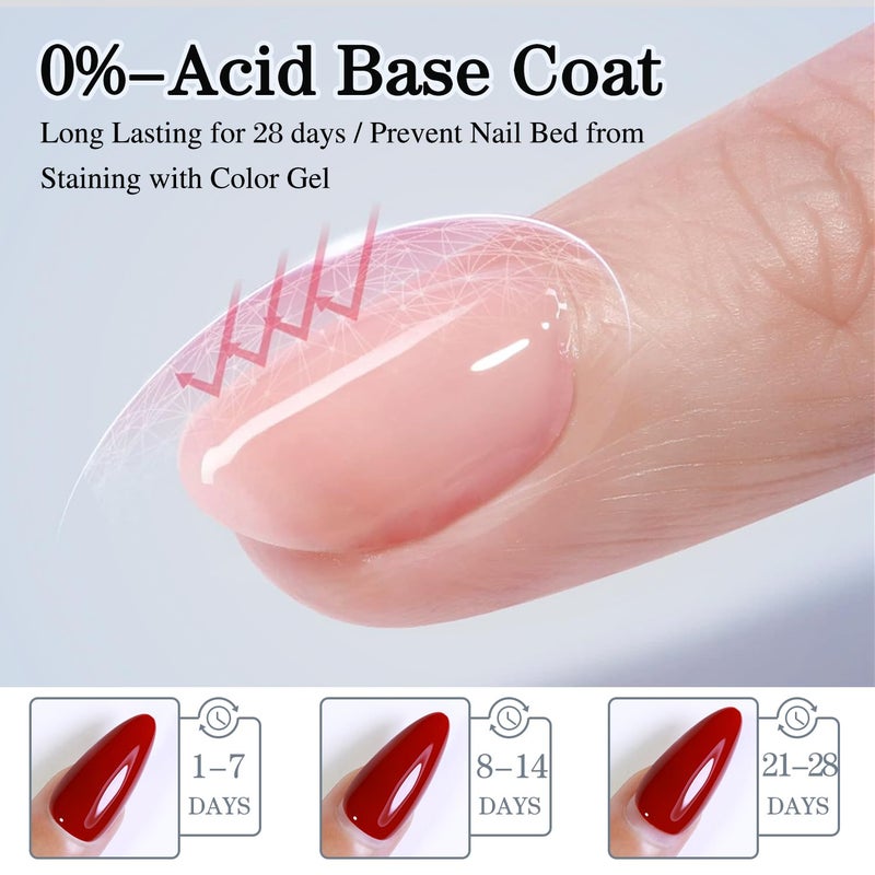 Double Rhythm 2 Pcs 15ML No Wipe Gel Top Coat and Base Coat Set Clear Glossy Gel Polish Kit Soak Off LED (Base and Top Coat) - Image 5