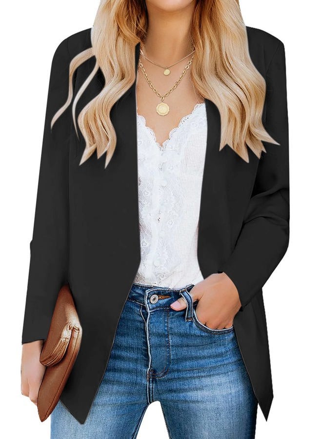 luvamia Women's Casual Long Sleeve Lapel Button Slim Work Office Blazer Jacket Business Casual Jackets for Women Black Size X-Large Size 16 Size 18, C Black, XL - Image 3