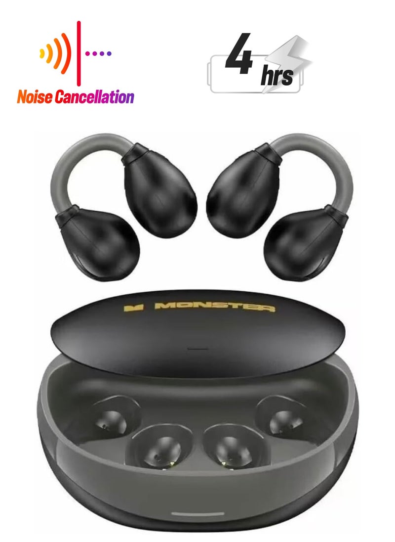 Monster Open-Ear AC500 Air Conduction Bluetooth Wireless Earbuds, Waterproof Sports Earphones with Noise-Cancelling & Built-In Mic, Black  - Image 1